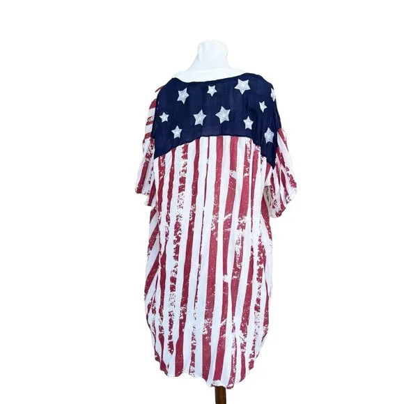 Preowned Dee Elly Womens American Flag Shawl Cardigan Size S - Picture 4 of 8